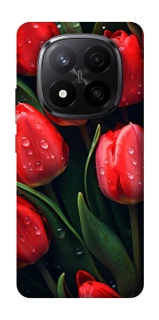 Чохол на Xiaomi Redmi Note 14 Pro+ 5G Червоні тюльпани фото 1 Чохол на Xiaomi Redmi Note 14 Pro+ 5G Червоні тюльпани фото 1 з 1
