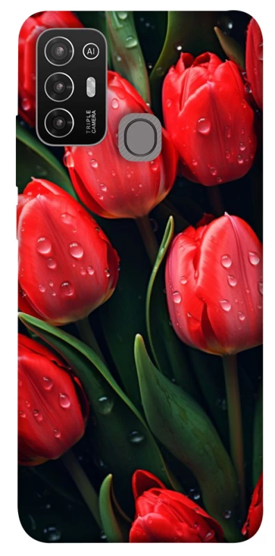 Чохол на ZTE Blade A52 Червоні тюльпани фото 1 з 1