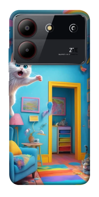 Чохол на ZTE Blade A54 4G crazy cat фото 1 з 1
