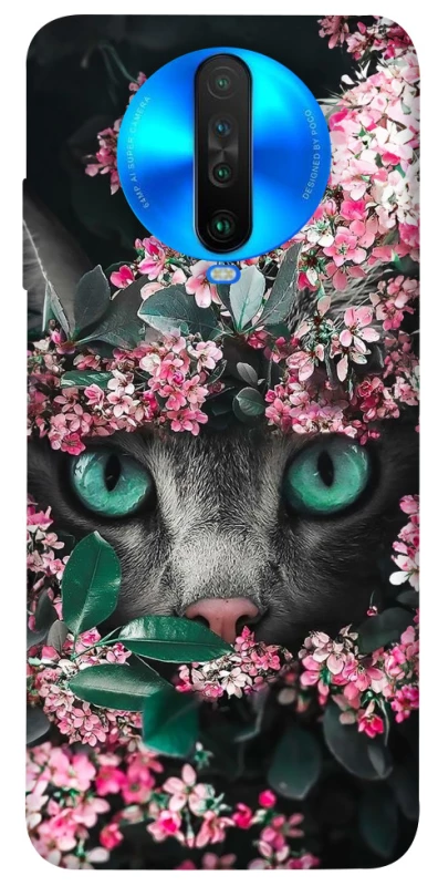 Чохол на Xiaomi Poco X2 Кіт в квітах фото 1 з 1