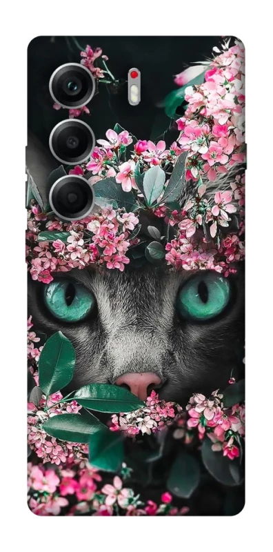 Чохол на Tecno Camon 40 Кіт в квітах фото 1 з 1
