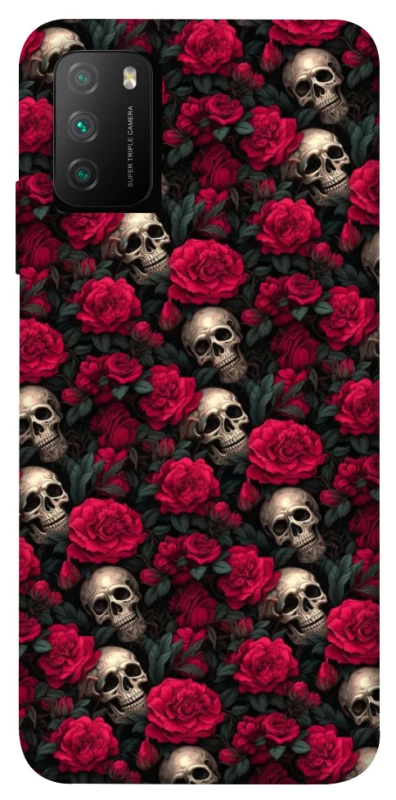 Чехол на Xiaomi Poco M3 Черепа и розы фото 1 из 1