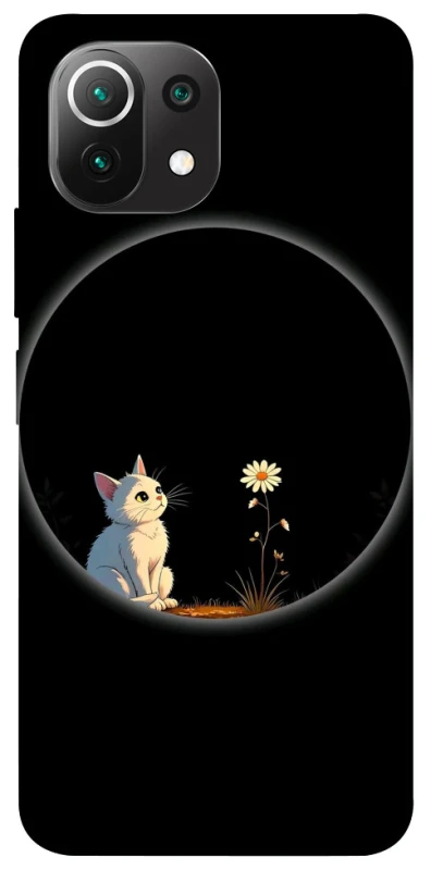 Чехол на Xiaomi Mi 11 Lite Cat and flower фото 1 из 1
