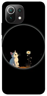 Чехол на Xiaomi Mi 11 Lite Cat and flower фото 1 из 1