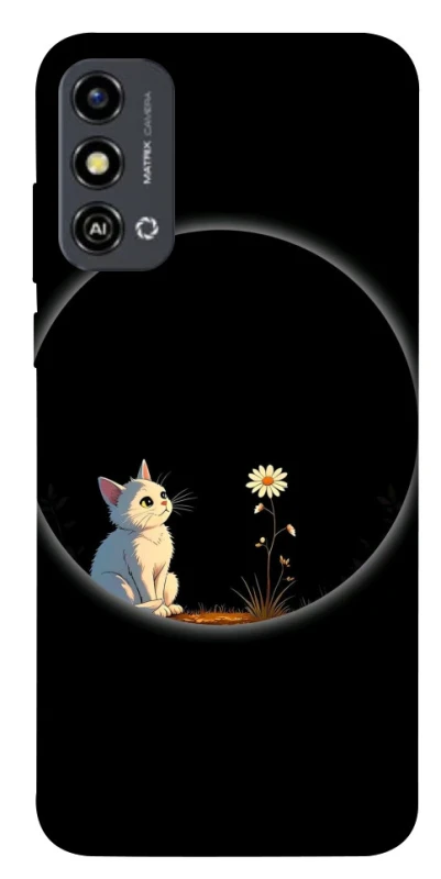 Чохол на ZTE Blade A53 Cat and flower фото 1 з 1
