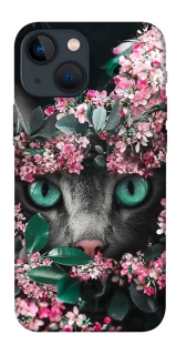 Чехол на Apple iPhone 13 mini (5.4") Кот в цветах фото 1 из 1