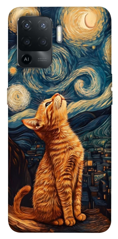 Чехол на Oppo Reno 5 Lite van gogh cat фото 1 из 1
