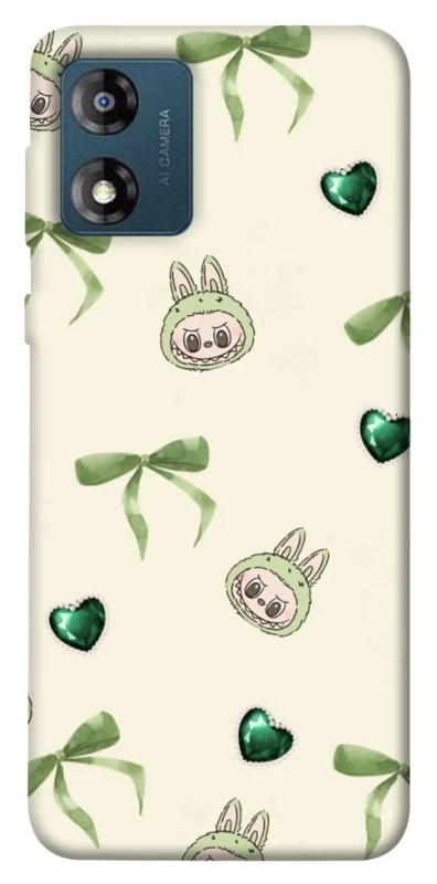 Чохол на Motorola Moto E13 Labubu Green Heart фото 1 з 1