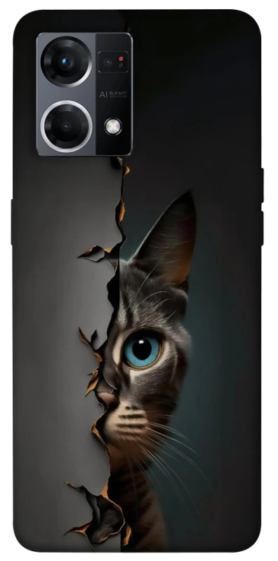 Чехол на Oppo Reno 7 4G Кот-подглядыватель v2 фото 1 из 1