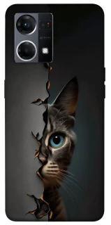 Чехол на Oppo Reno 7 4G Кот-подглядыватель v2 фото 1 из 1