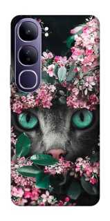 Чохол на Vivo Y300 Кіт в квітах фото 1 з 1