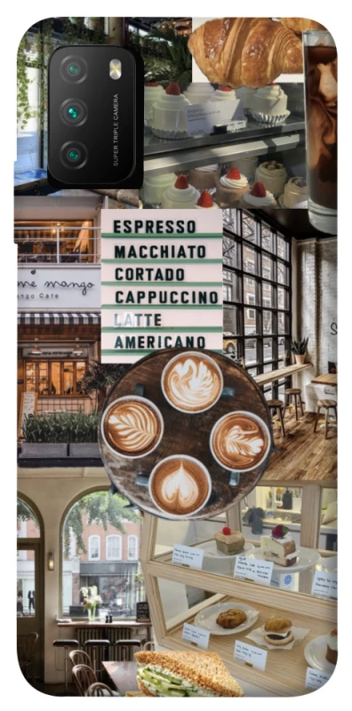 Чохол на Xiaomi Poco M3 Coffee collage ver.5 фото 1 з 1