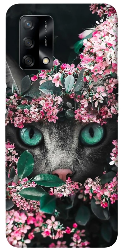 Чехол на Oppo A74 4G Кот в цветах фото 1 из 1