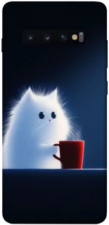 Чехол на Samsung Galaxy S10+ Чехол кот с кофе фото 1 из 1