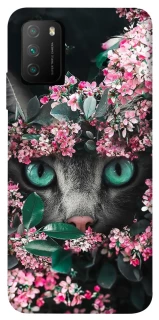 Чохол на Xiaomi Poco M3 Кіт в квітах фото 1 з 1