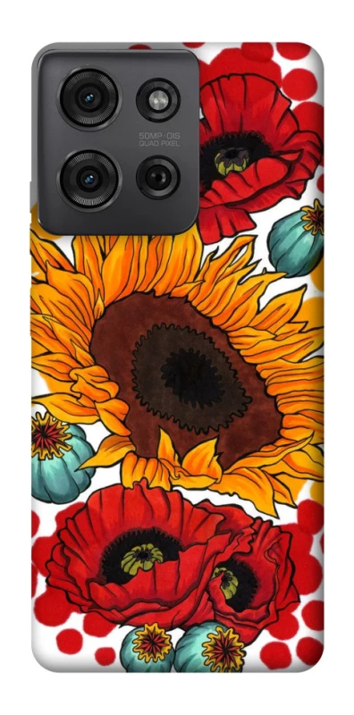 Чохол на Motorola Moto G75 Соняшники та маки фото 1 з 1