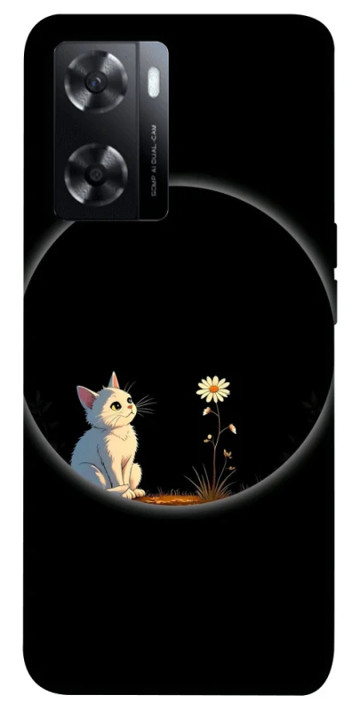 Чехол на Oppo A57s Cat and flower фото 1 из 1