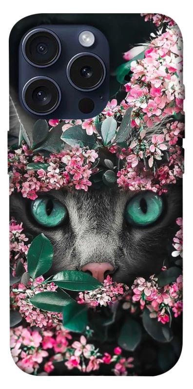 Чохол на Apple iPhone 15 Pro (6.1") Кіт в квітах фото 1 з 1