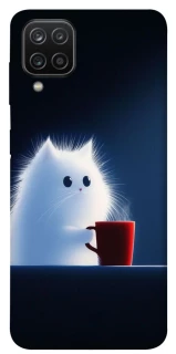 Чехол на Samsung Galaxy A12 Чехол кот с кофе фото 1 из 1