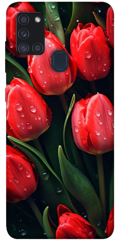 Чохол на Samsung Galaxy A21s Червоні тюльпани фото 1 з 1
