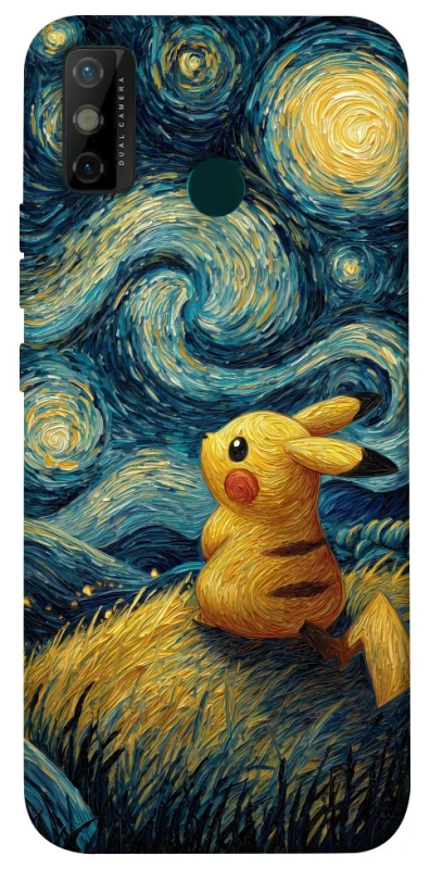 Чехол на TECNO Spark 6 Go Pikachu and Van Gogh фото 1 из 1