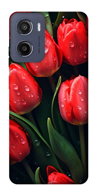 Чехол на Motorola Moto E15 Красные тюльпаны фото 1 из 1