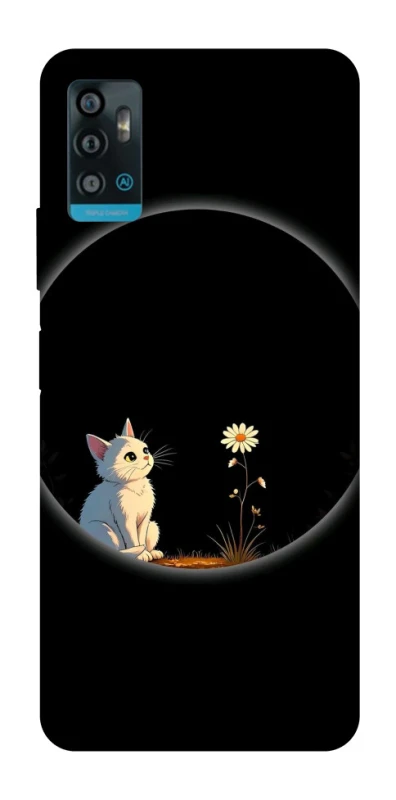 Чохол на ZTE Blade A71 Cat and flower фото 1 з 1