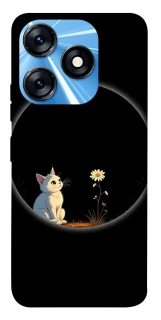 Чехол на TECNO Spark 10 Cat and flower фото 1 из 1