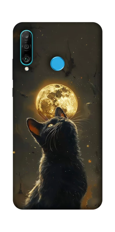 Чохол на Huawei P30 lite Кіт під місяцем v2 фото 1 з 1