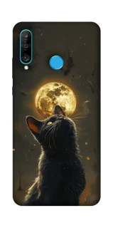 Чохол на Huawei P30 lite Кіт під місяцем v2 фото 1 з 1
