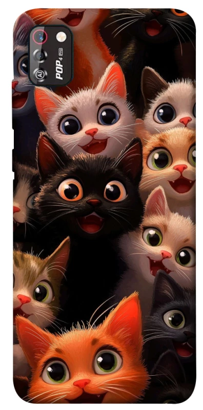 Чохол на TECNO POP 4 Pro happy cats фото 1 з 1