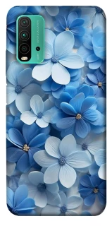 Чехол на Xiaomi Redmi Note 9 4G / Redmi 9 Power Синие цветы фото 1 из 1