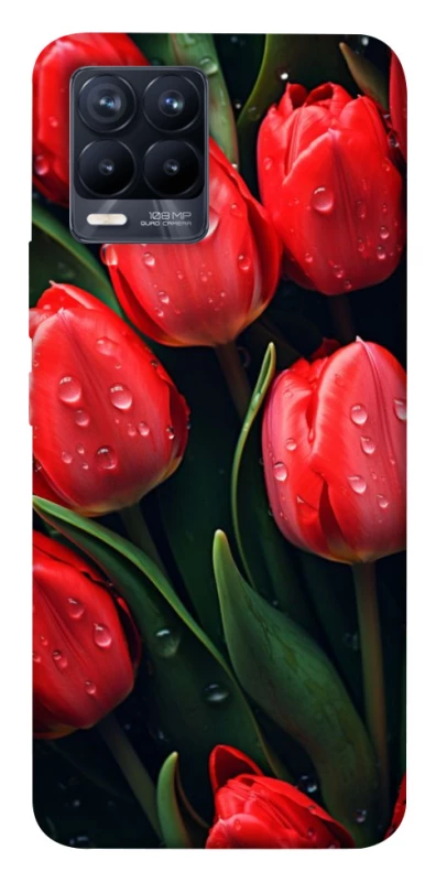 Чехол на Realme 8 Красные тюльпаны фото 1 из 1