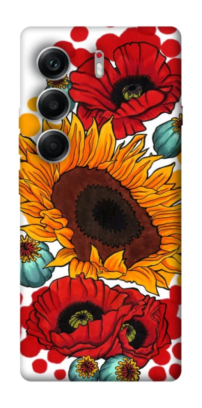 Чохол на Tecno Camon 40 Соняшники та маки фото 1 з 1