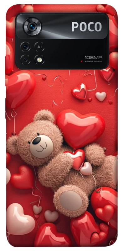 Чехол на Xiaomi Poco X4 Pro 5G bear in hearts фото 1 из 1