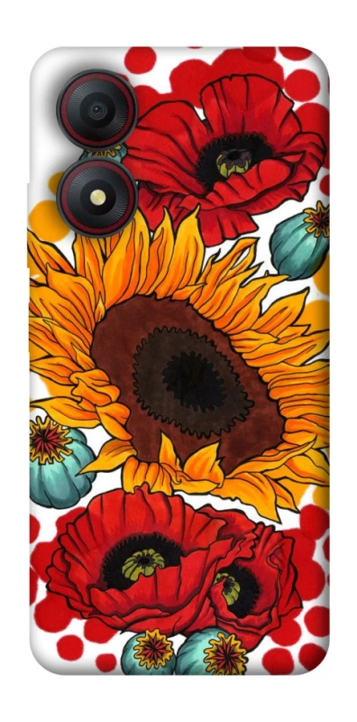 Чохол на ZTE Blade A34 4G Соняшники та маки фото 1 з 1