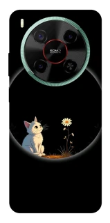 Чехол на ZTE Nubia V70 Max Cat and flower фото 1 из 1