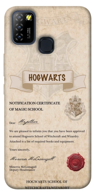 Чохол на Infinix Hot 10 Lite The Hogwarts acceptance letter фото 1 з 1
