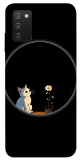 Чехол на Samsung Galaxy A03s Cat and flower фото 1 из 1