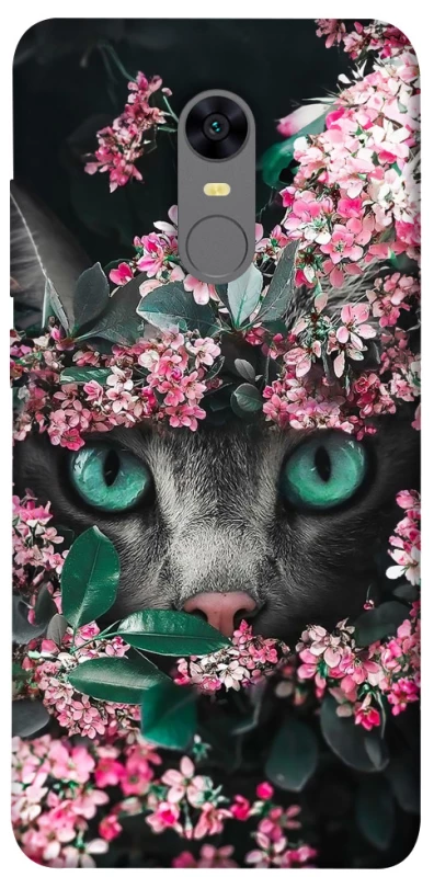 Чехол на Xiaomi Redmi 5 Plus / Redmi Note 5 (Single Camera) Кот в цветах фото 1 из 1
