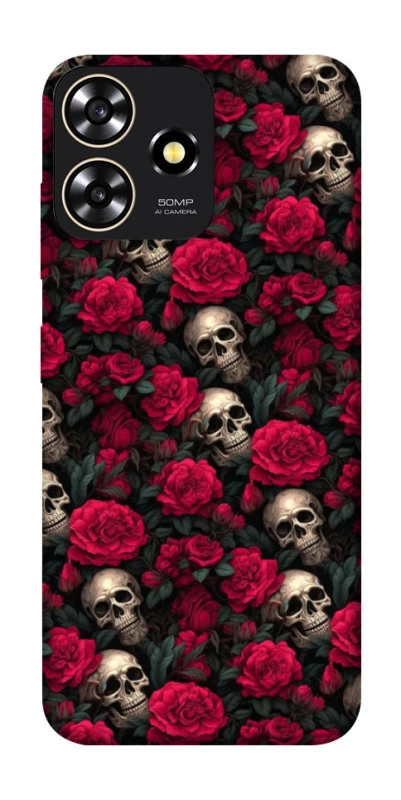 Чехол на ZTE Blade A73 4G Черепа и розы фото 1 из 1