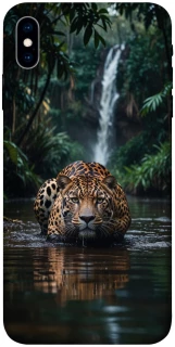 Чехол на Apple iPhone X (5.8") Leopard in water фото 1 из 1
