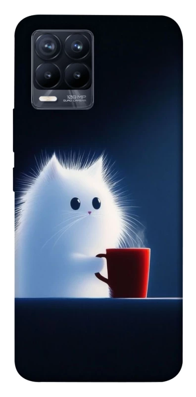 Чехол на Realme 8 Чехол кот с кофе фото 1 из 1