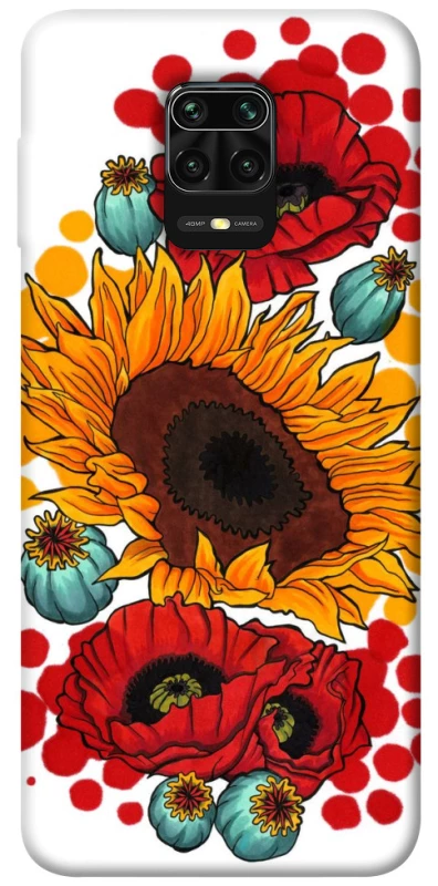 Чохол на Xiaomi Redmi Note 9s / Note 9 Pro / Note 9 Pro Max Соняшники та маки фото 1 з 1