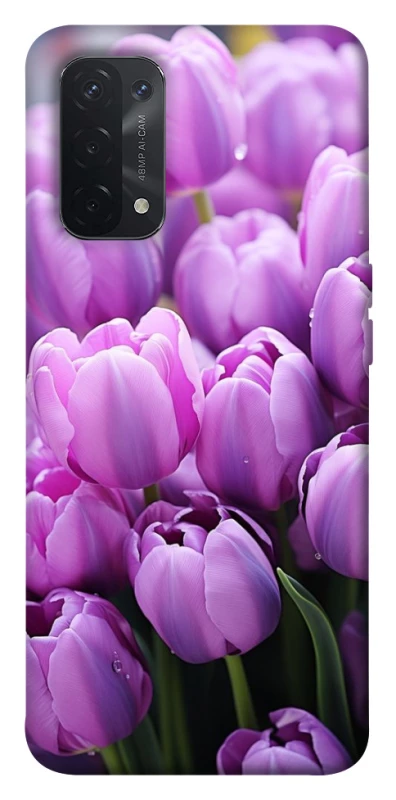 Чехол на Oppo A54 5G / A74 5G Фиолетовые тюльпаны фото 1 из 1