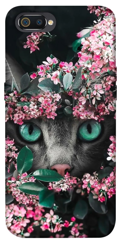 Чохол на Realme C2 Кіт в квітах фото 1 з 1