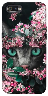 Чохол на Realme C2 Кіт в квітах фото 1 з 1