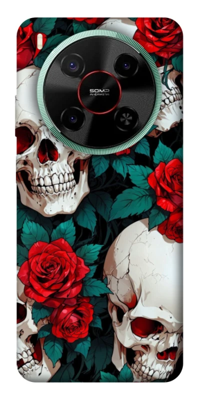 Чохол на ZTE Nubia V70 Max skull and rose фото 1 з 1