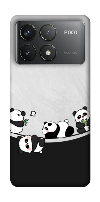 Чехол на Xiaomi Poco F6 Pro Four pandas фото 1 из 1