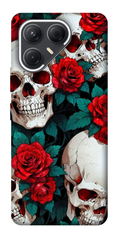 Чехол на TECNO Pova 7 skull and rose фото 1 из 1